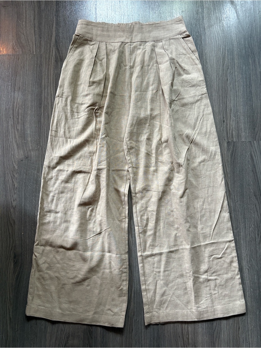 ABERCROMBIE & FITCH -  Wide-Leg Linen-Blend Pants in Light Khaki